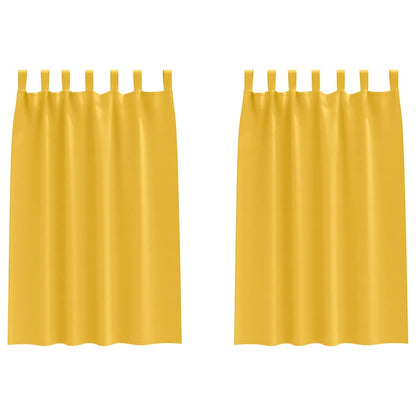 Blackout Curtains with Rings 2 pcs Mustard Yellow 175 x 140 cm