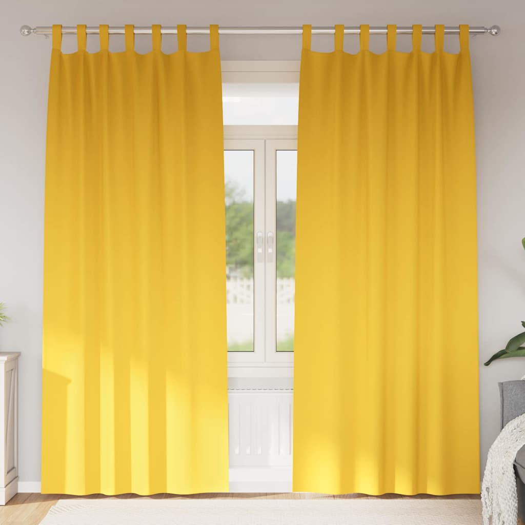 Blackout Curtains with Rings 2 pcs Mustard Yellow 245 x 140 cm