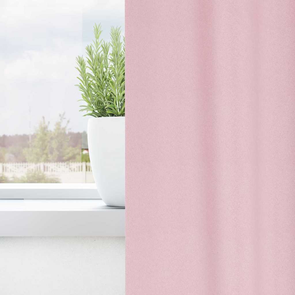 Blackout Curtains with Rings 2 pcs Baby Pink 175 x 140 cm