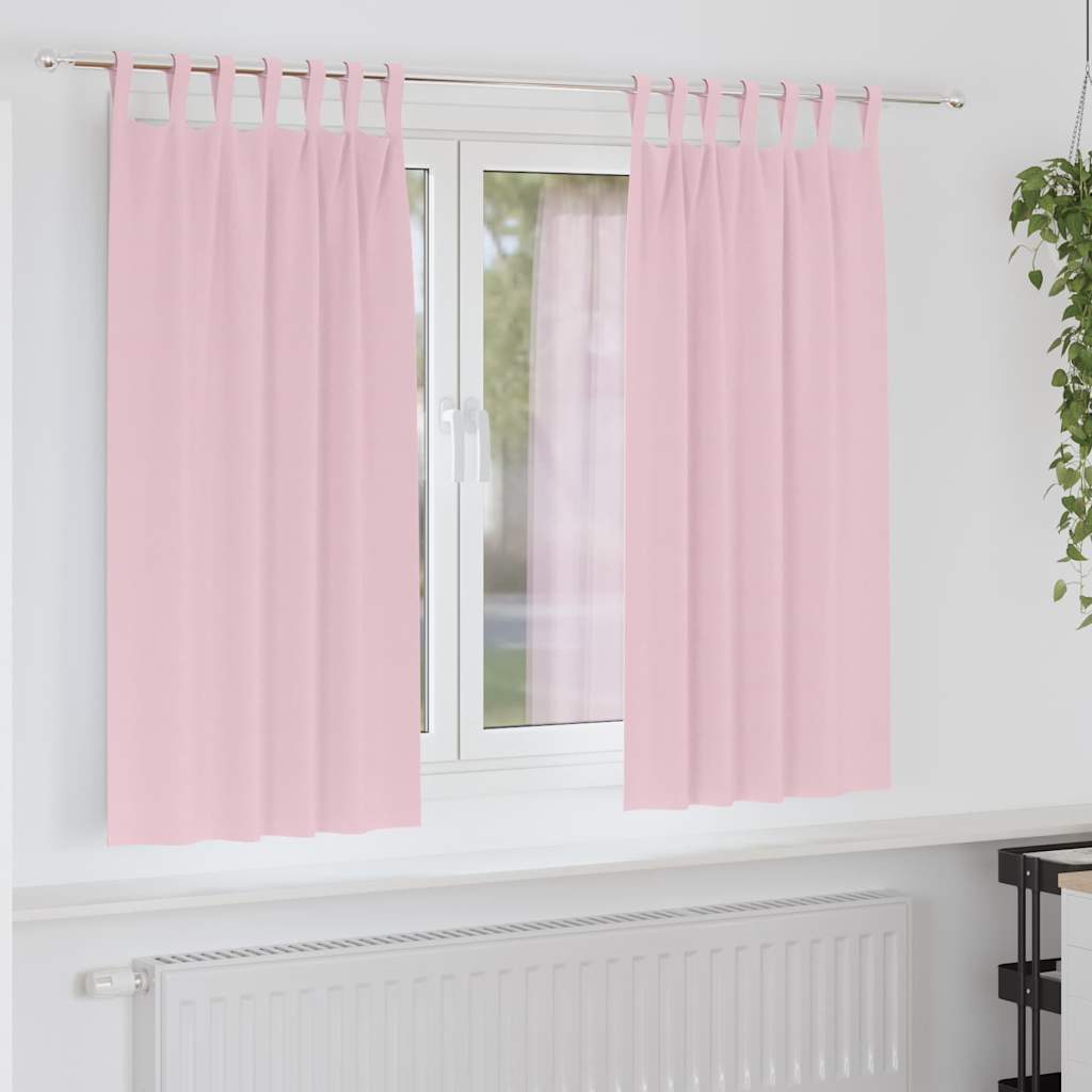 Blackout Curtains with Rings 2 pcs Baby Pink 175 x 140 cm