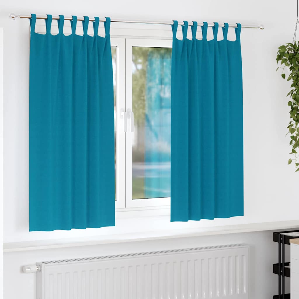 Blackout Curtains with Rings 2 pcs Turquoise 175 x 140 cm