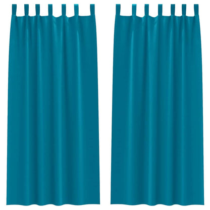 Blackout Curtains with Rings 2 pcs Turquoise 260 x 140 cm