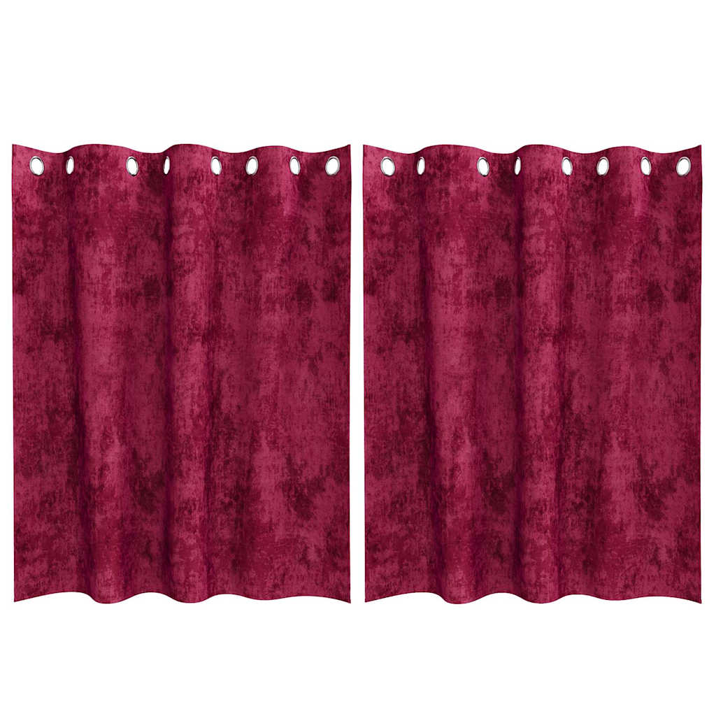 Velvet Curtains 2 pcs Wine Red 140 x 140 cm Velvet