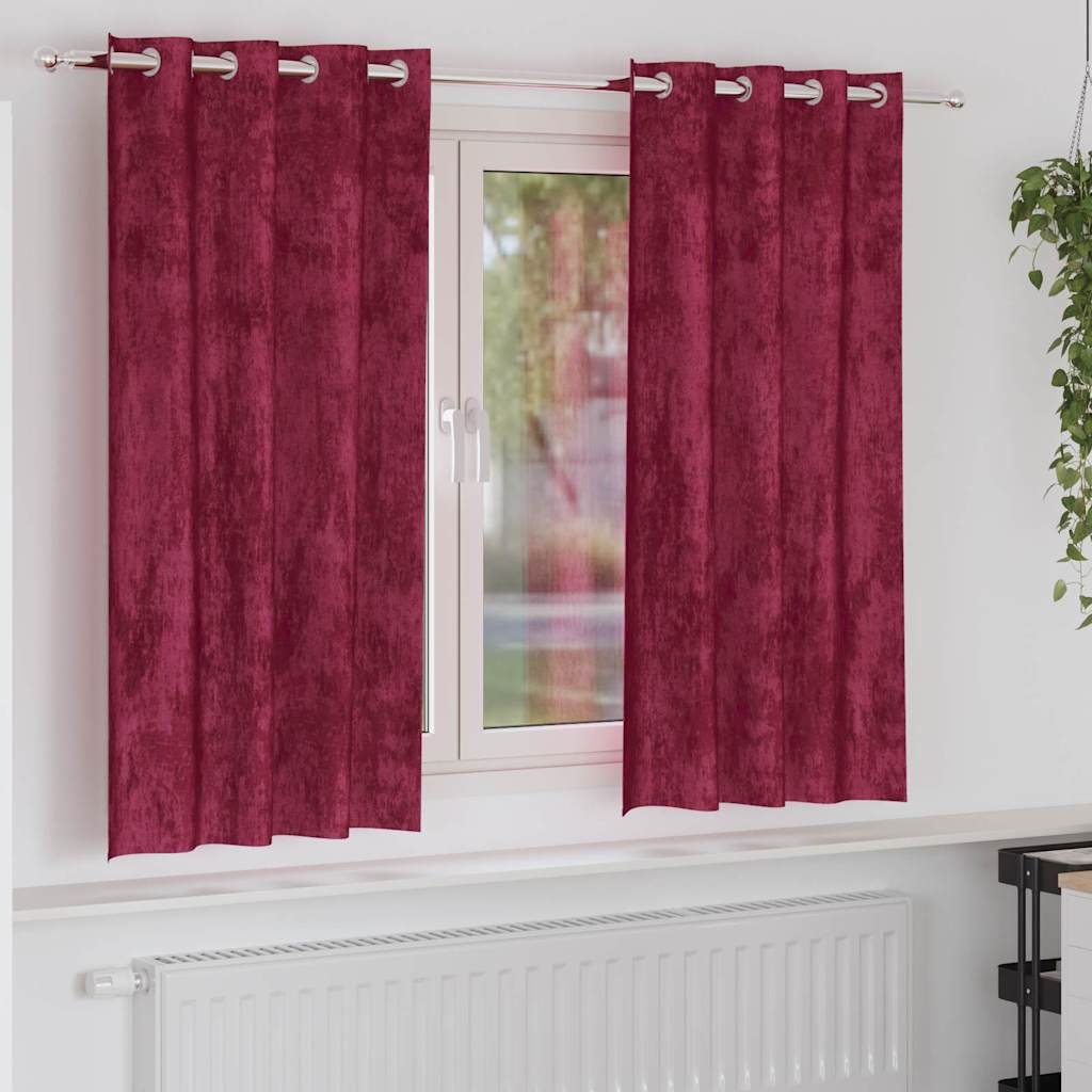 Velvet Curtains 2 pcs Wine Red 175 x 140 cm Velvet