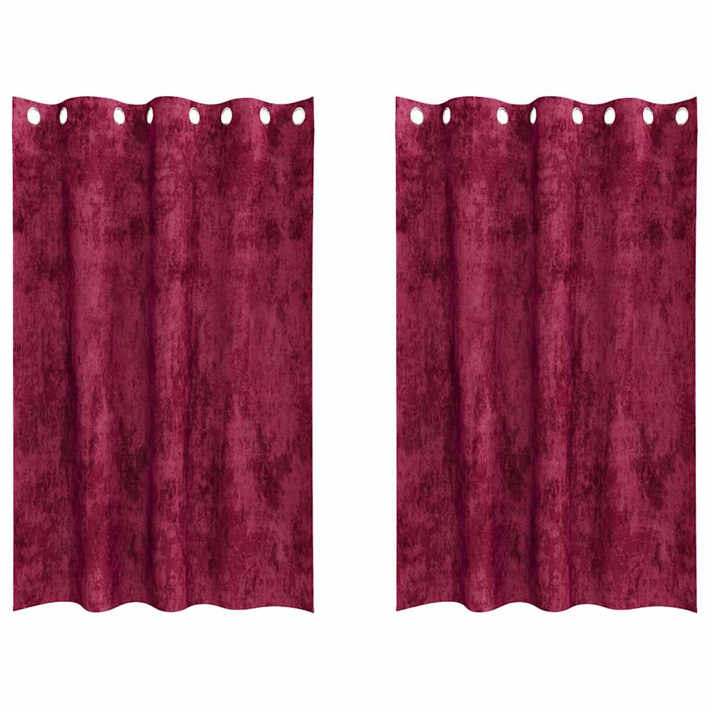 Velvet Curtains 2 pcs Wine Red 175 x 140 cm Velvet