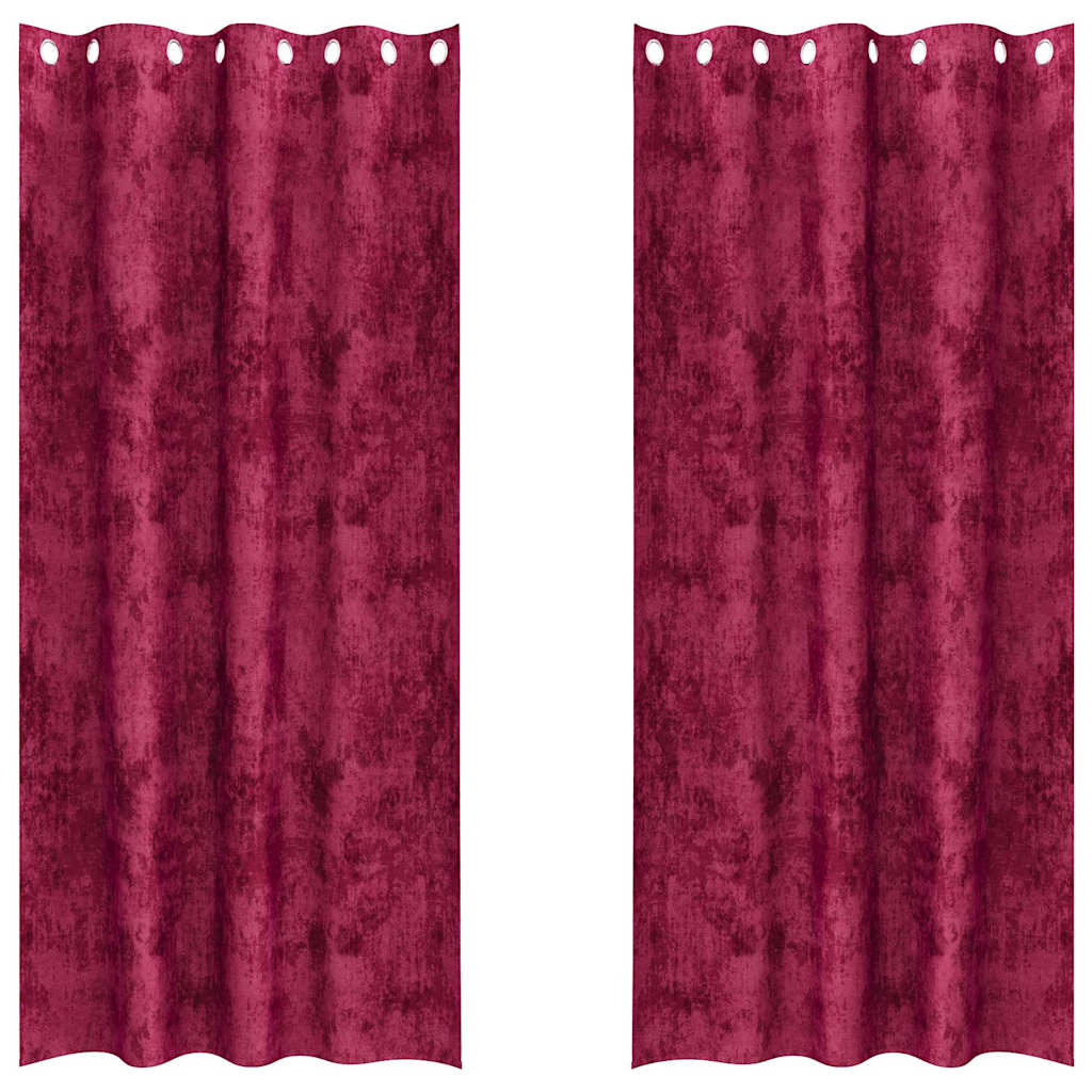 Velvet Curtains 2 pcs Wine red 225 x 140 cm Velvet
