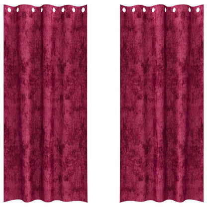 Velvet Curtains 2 pcs Wine red 225 x 140 cm Velvet