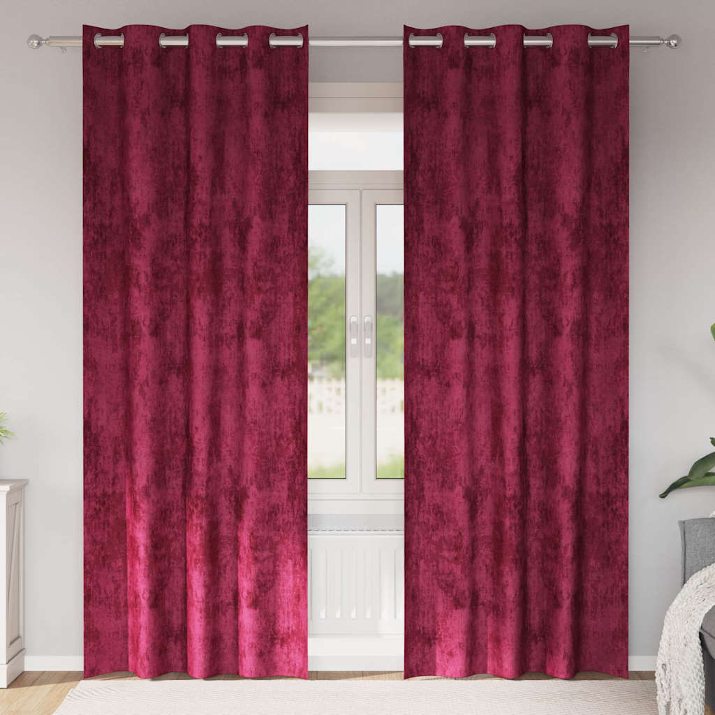 Velvet Curtains 2 pcs Wine red 245 x 140 cm Velvet