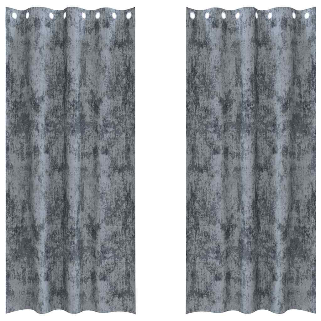 Velvet Curtains 2 pcs Silver Grey 245 x 140 cm Velvet