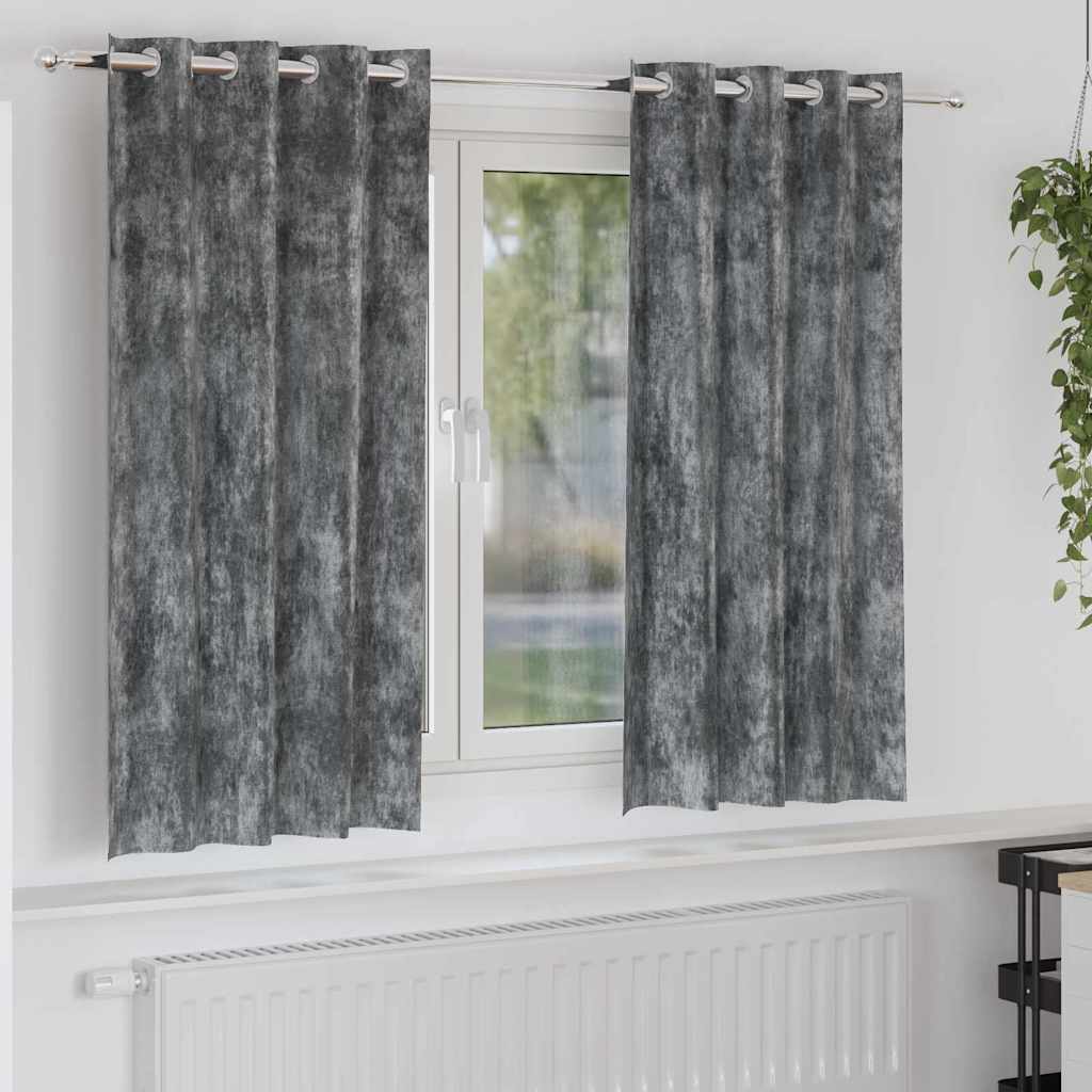 Velvet Curtains with Curtains 2 pcs Grey 175 x 140 cm Velvet