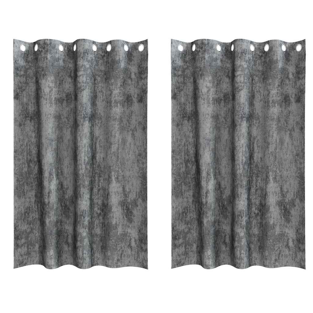 Velvet Curtains 2 pcs Grey 175 x 140 cm Velvet