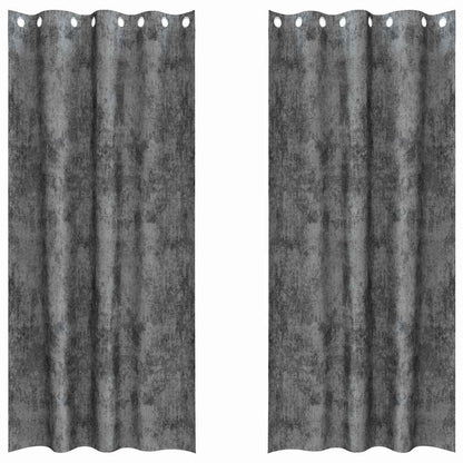 Velvet Curtains with Curtains 2 pcs Grey 225 x 140 cm Velvet