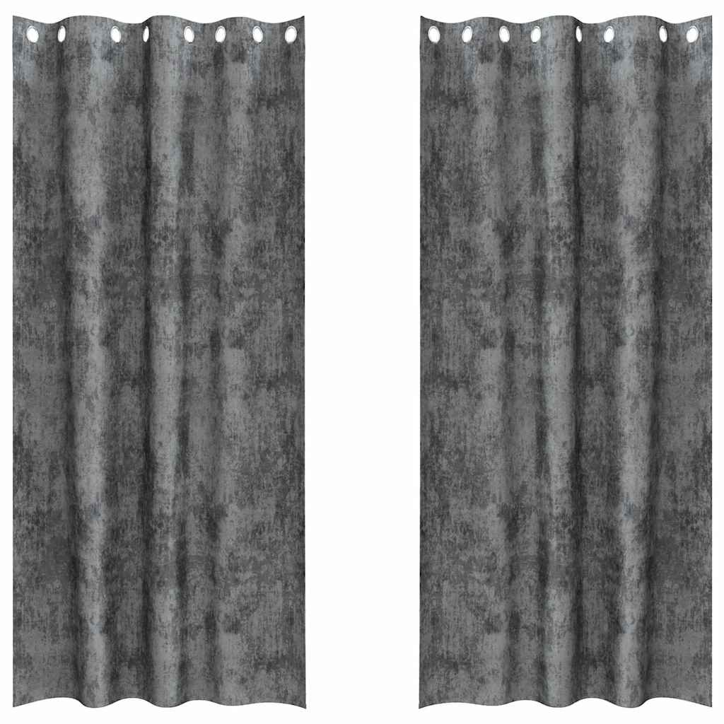 Velvet Curtains with Curtains 2 pcs Grey 260 x 140 cm Velvet