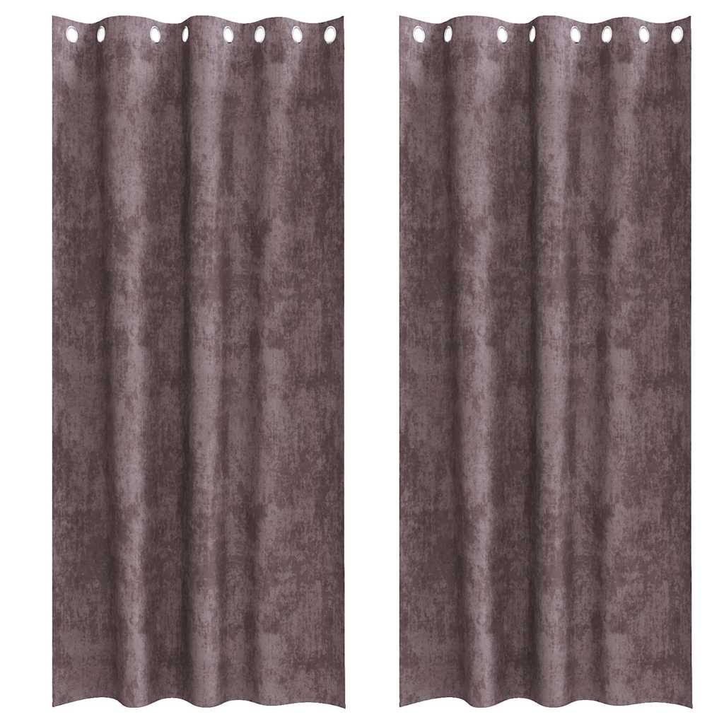 Velvet Curtains with Curtains 2 pcs Brown 225 x 140 cm Velvet