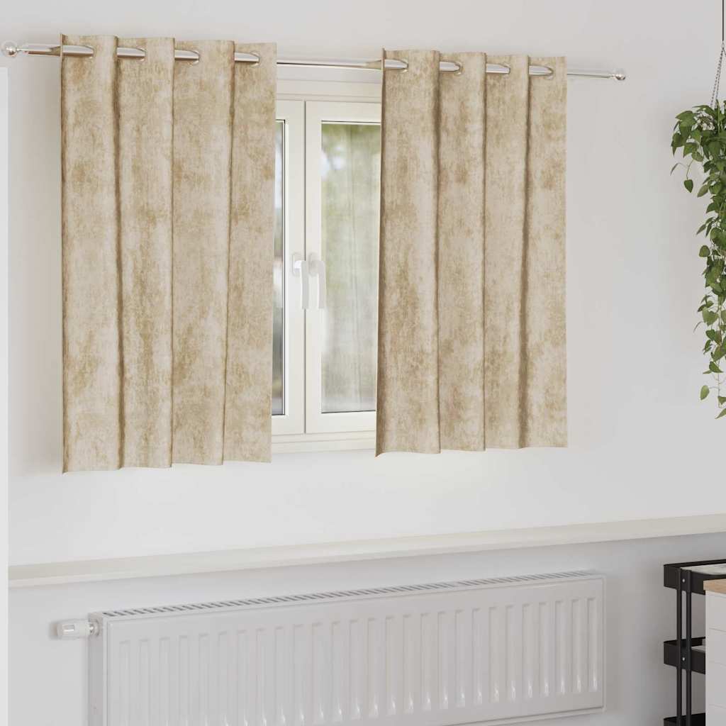 Velvet Curtains 2 pcs Cream 140 x 140 cm Velvet