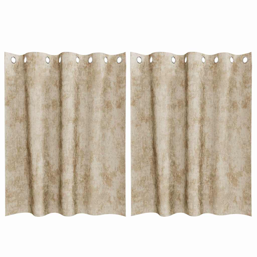Velvet Curtains with Curtains 2 pcs Cream 140 x 140 cm Velvet
