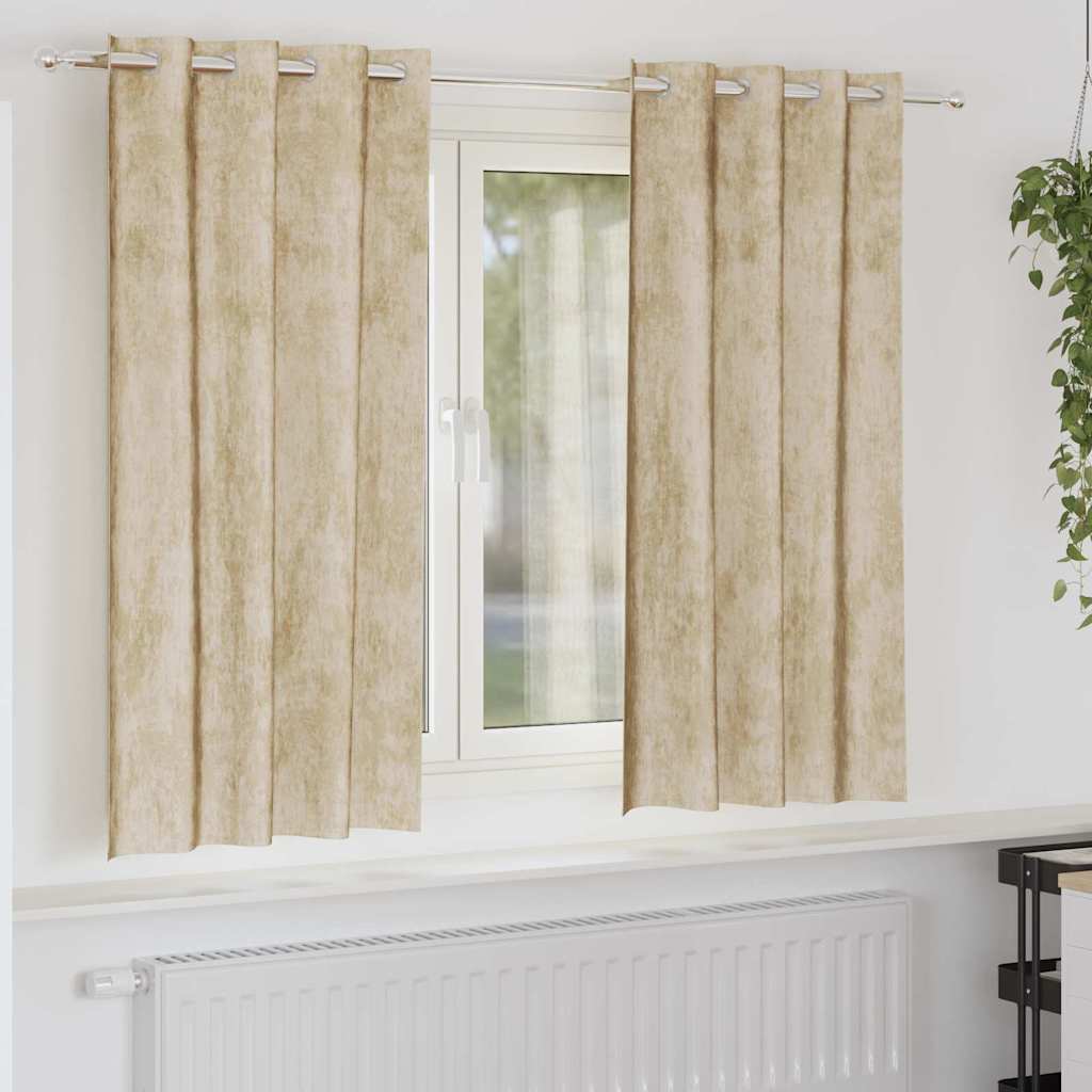 Velvet Curtains 2 pcs Cream 175 x 140 cm Velvet