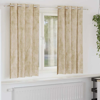 Velvet Curtains with Curtains 2 pcs Cream 175 x 140 cm Velvet