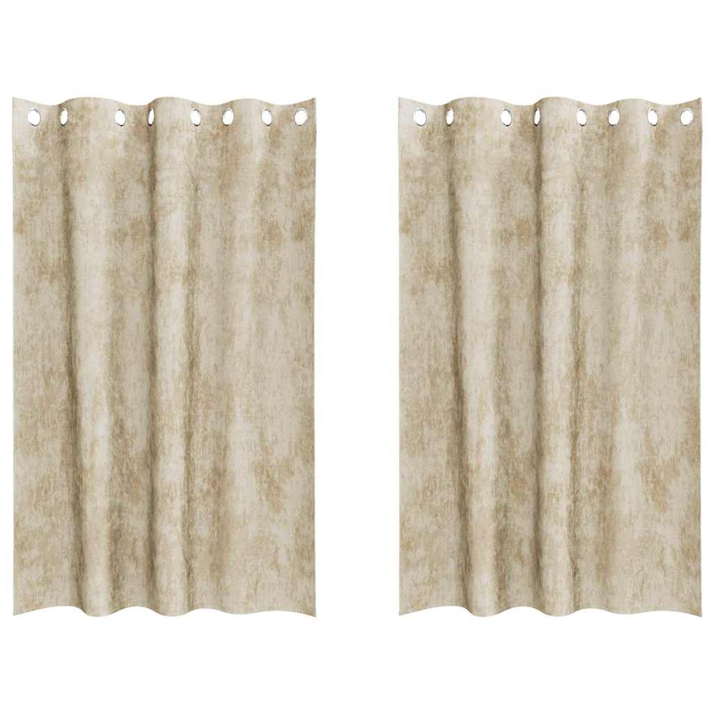 Velvet Curtains 2 pcs Cream 175 x 140 cm Velvet