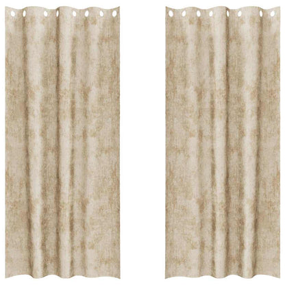 Velvet Curtains with Curtains 2 pcs Cream 225 x 140 cm Velvet
