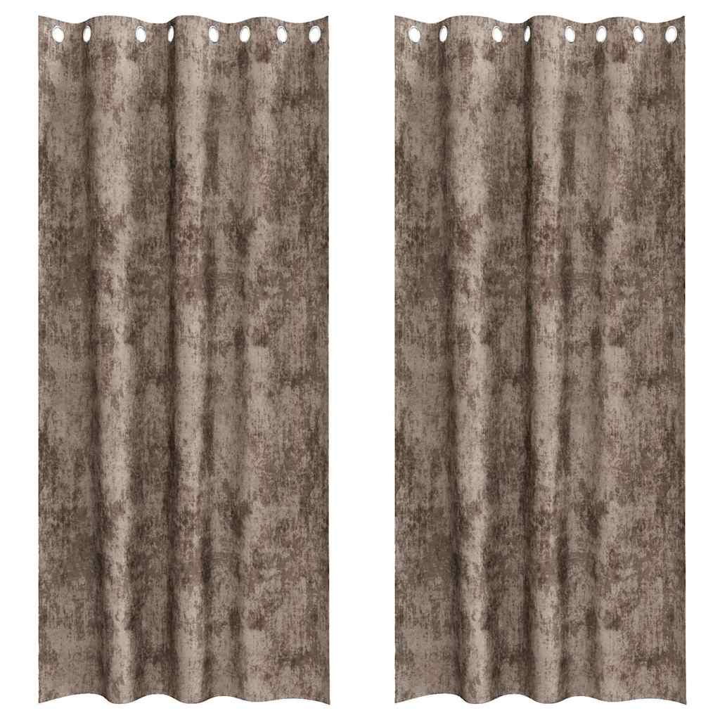 Velvet Curtains 2 pcs Cappuccino 225 x 140 cm Velvet