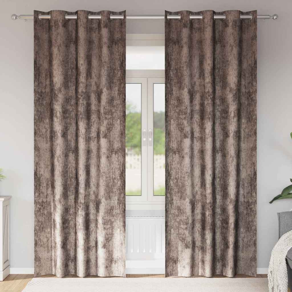 Velvet Curtains 2 pcs Cappuccino 245 x 140 cm Velvet