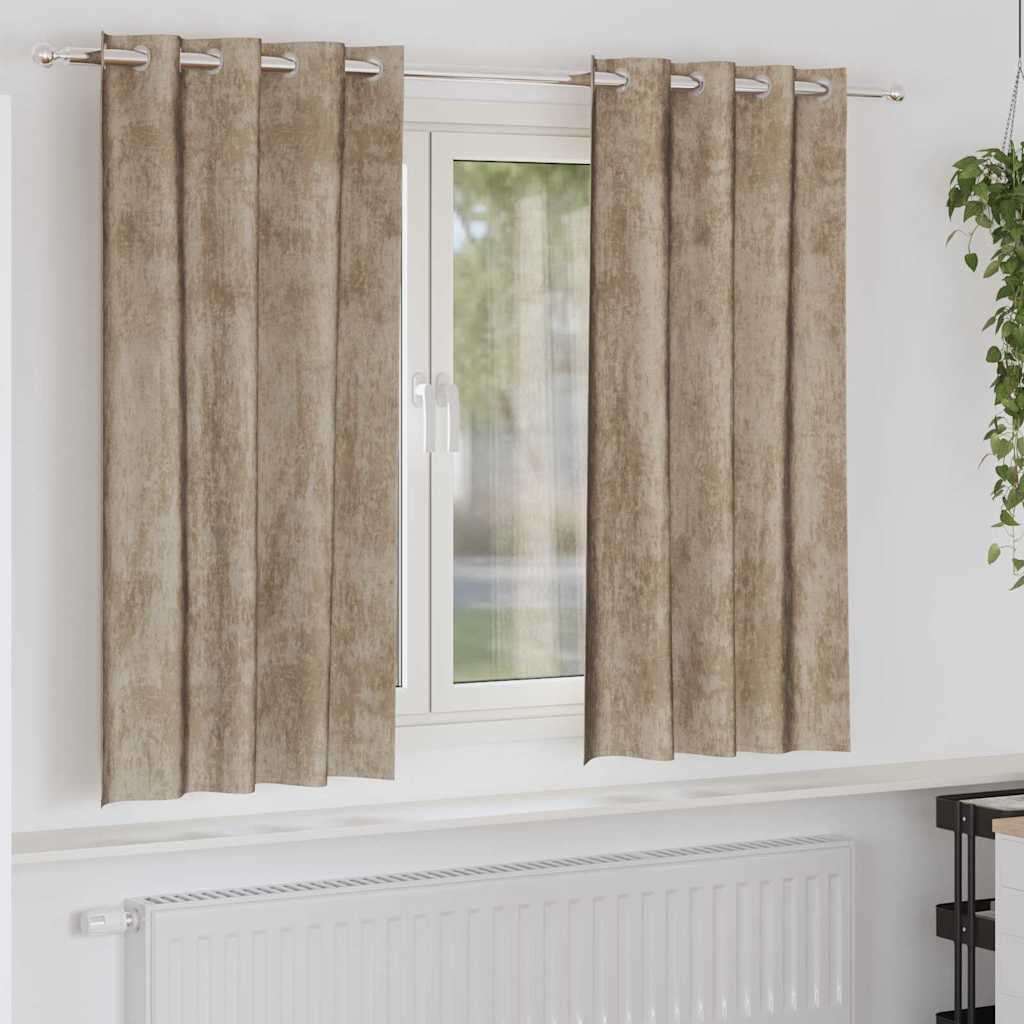 Velvet Curtains 2 pcs Champagne 175 x 140 cm Velvet