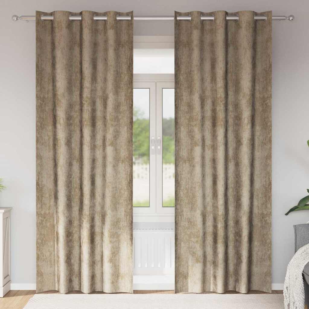 Velvet Curtains 2 pcs Champagne 245 x 140 cm Velvet