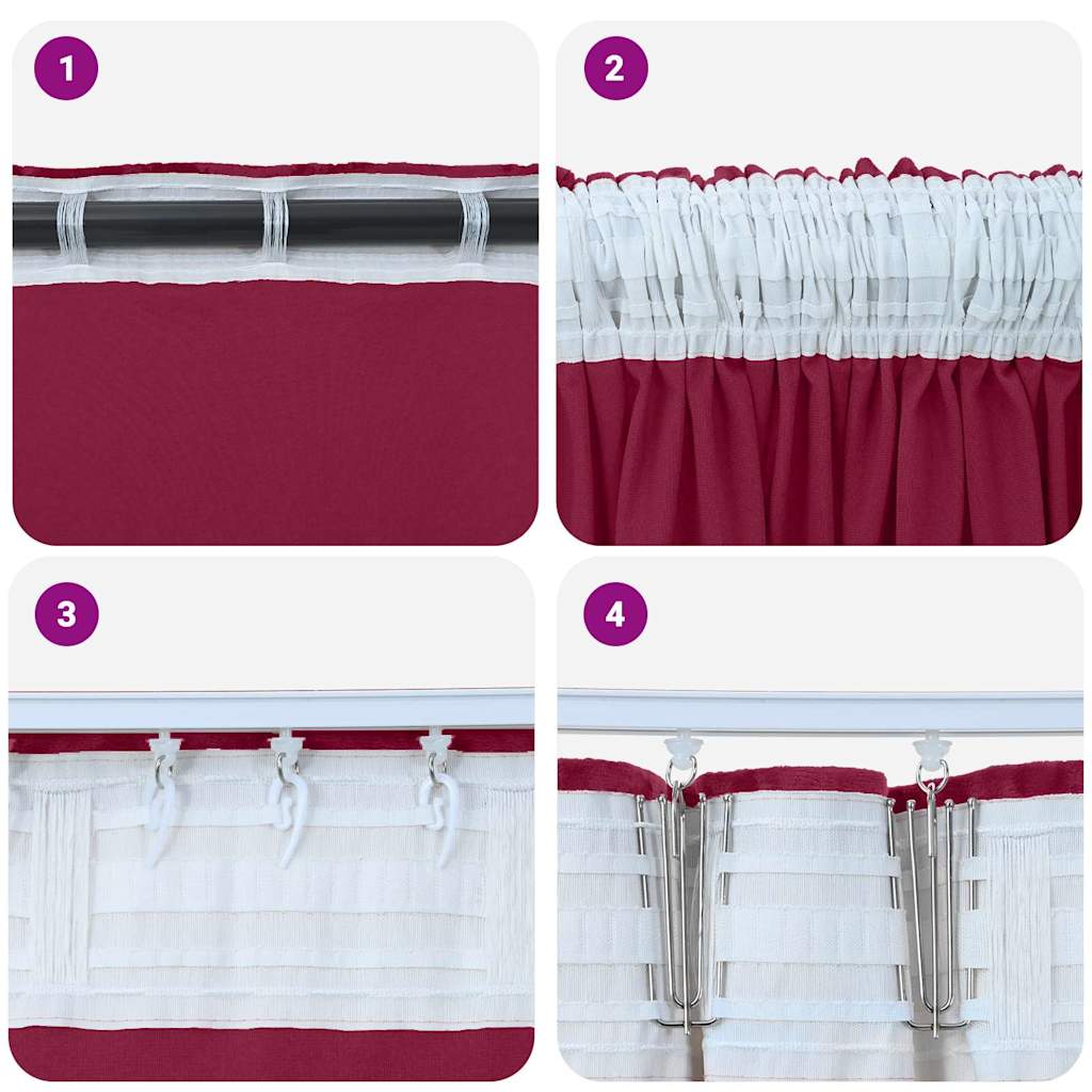 Velvet Curtains 2 pcs Wine Red 260 x 140 cm Velvet