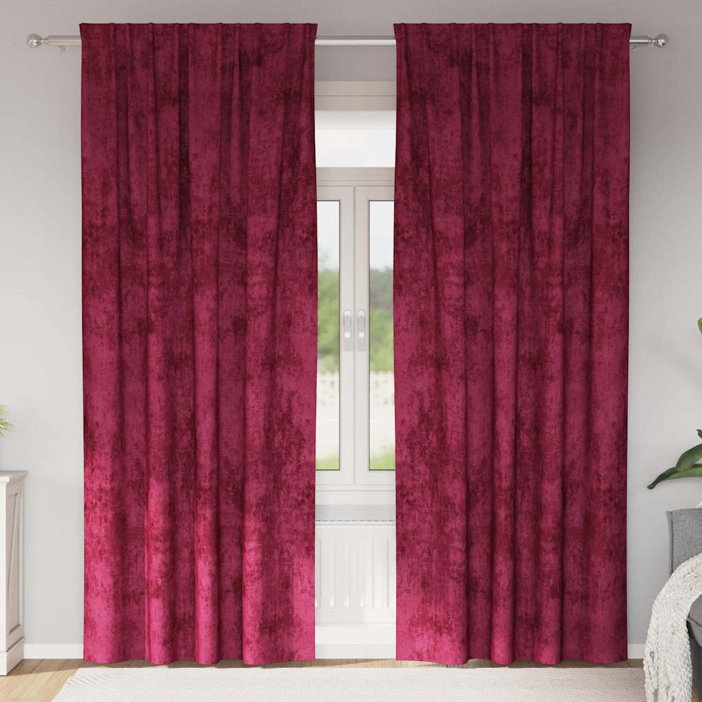 Velvet Curtains 2 pcs Wine Red 260 x 140 cm Velvet