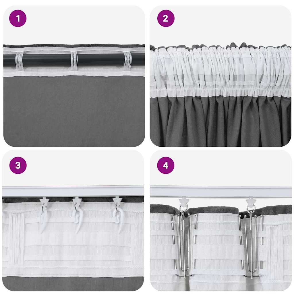 Velvet Curtains 2 pcs Grey 140 x 140 cm Velvet