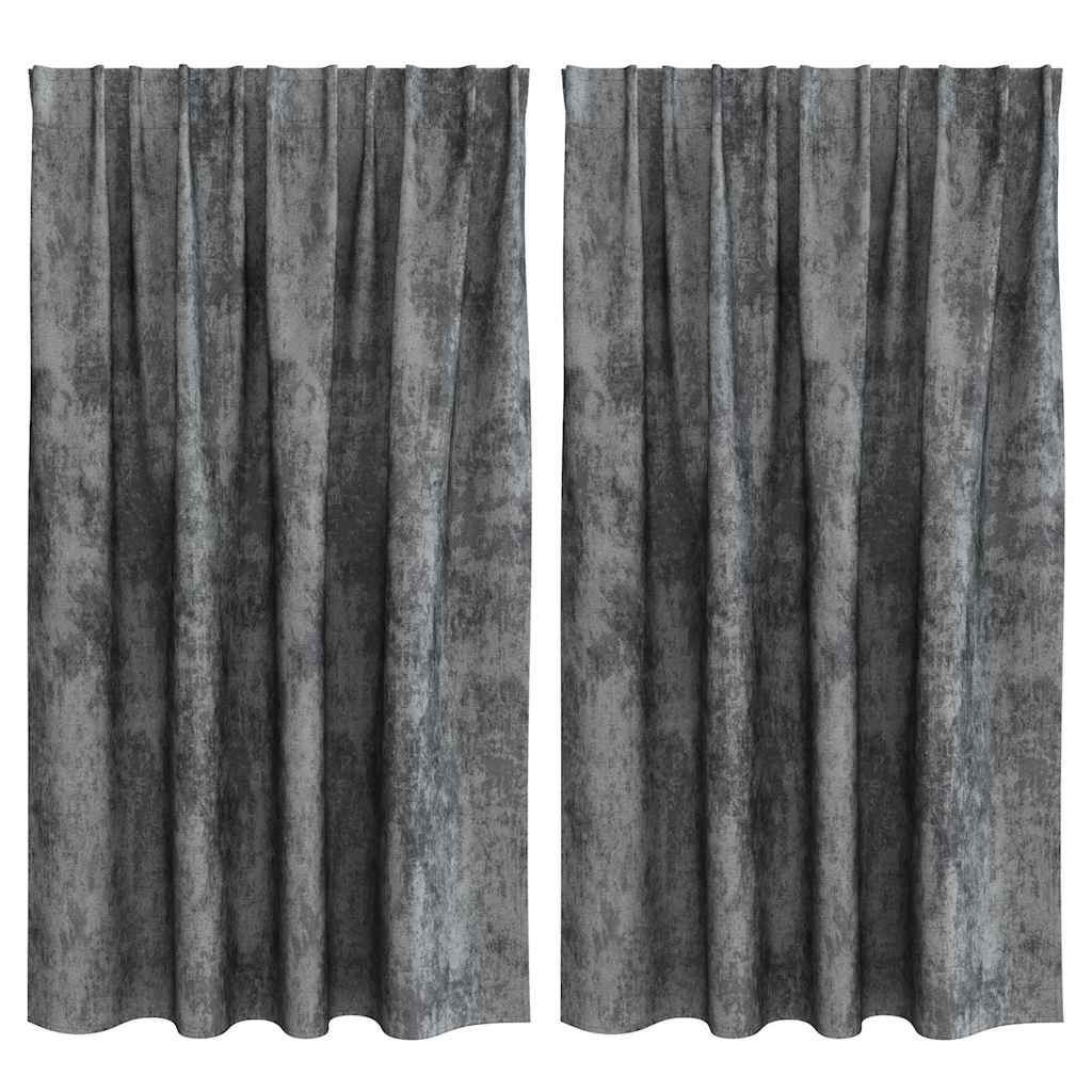 Velvet Curtains 2 pcs Grey 140 x 140 cm Velvet