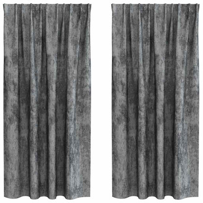 Velvet Curtains with Curtains 2 pcs Grey 175 x 140 cm Velvet
