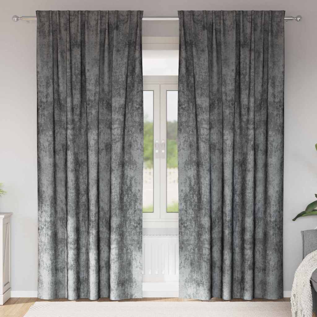 Velvet Curtains with Curtains 2 pcs Grey 260 x 140 cm Velvet