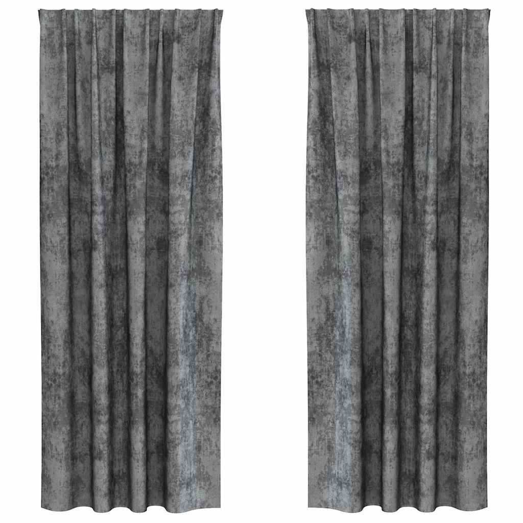 Velvet Curtains with Curtains 2 pcs Grey 260 x 140 cm Velvet