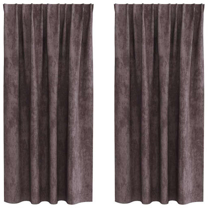 Velvet Curtains with Curtains 2 pcs Brown 175 x 140 cm Velvet
