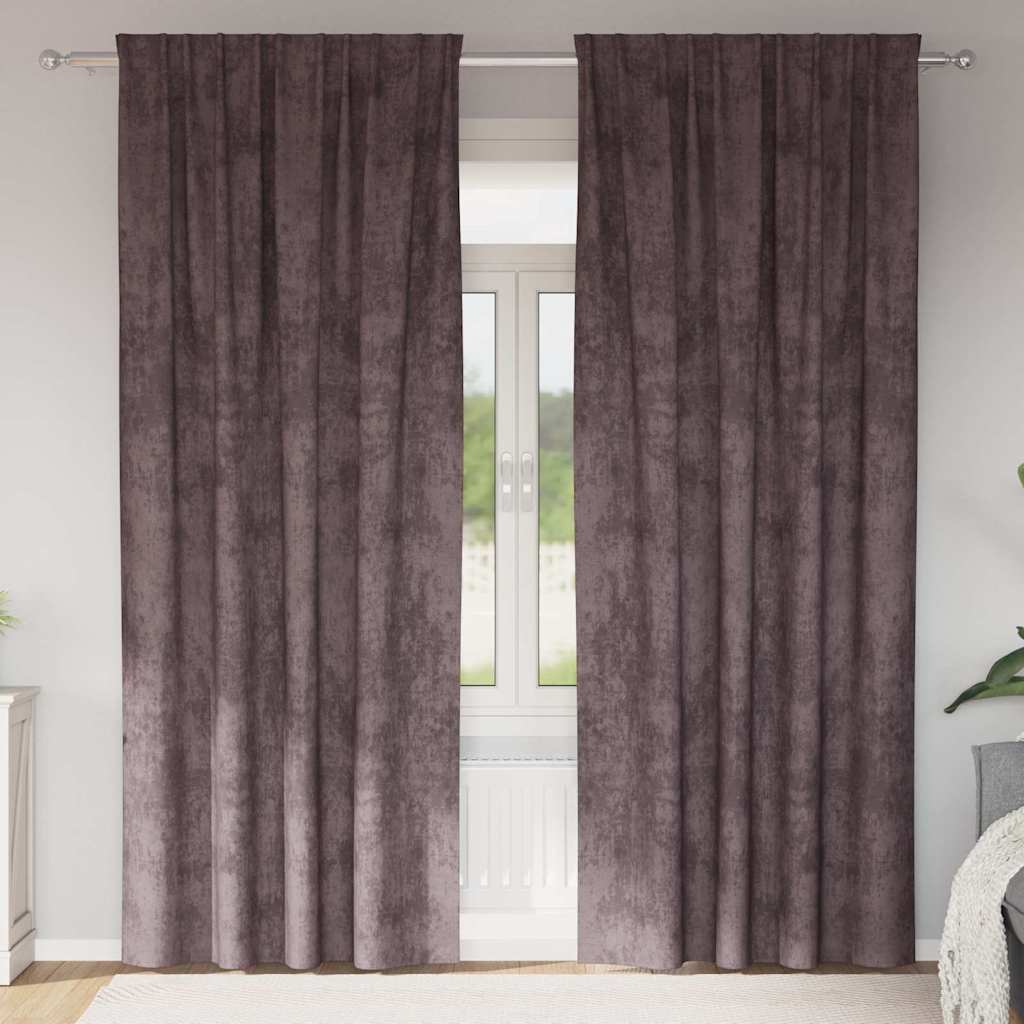 Velvet Curtains with Curtains 2 pcs Brown 245 x 140 cm Velvet