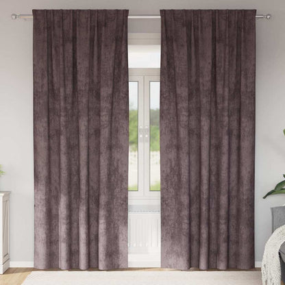 Velvet Curtains with Curtains 2 pcs Brown 245 x 140 cm Velvet