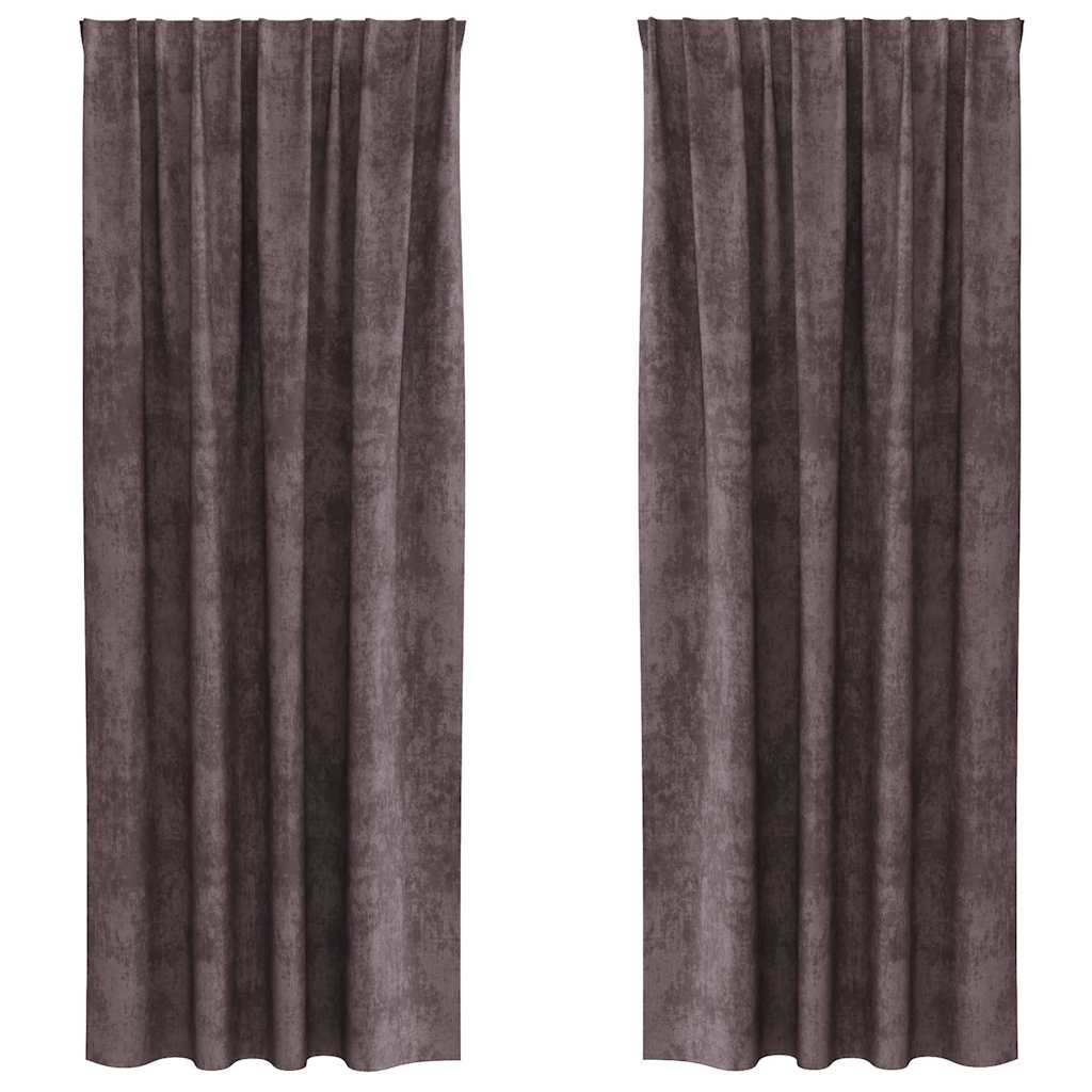 Velvet Curtains with Curtains 2 pcs Brown 260 x 140 cm Velvet