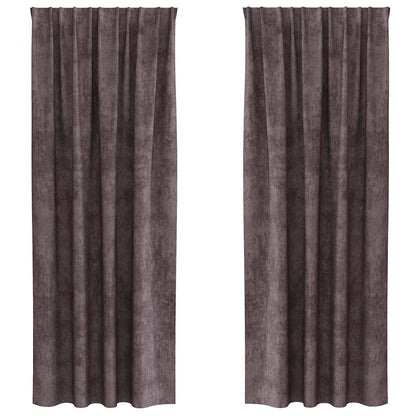 Velvet Curtains with Curtains 2 pcs Brown 260 x 140 cm Velvet