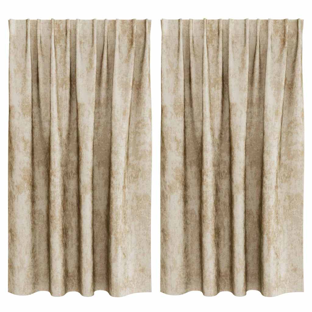 Velvet Curtains with Curtains 2 pcs Cream 140 x 140 cm Velvet