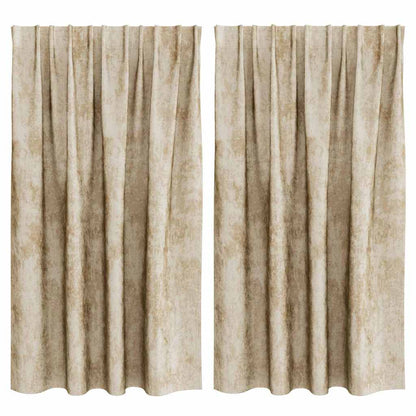 Velvet Curtains with Curtains 2 pcs Cream 140 x 140 cm Velvet