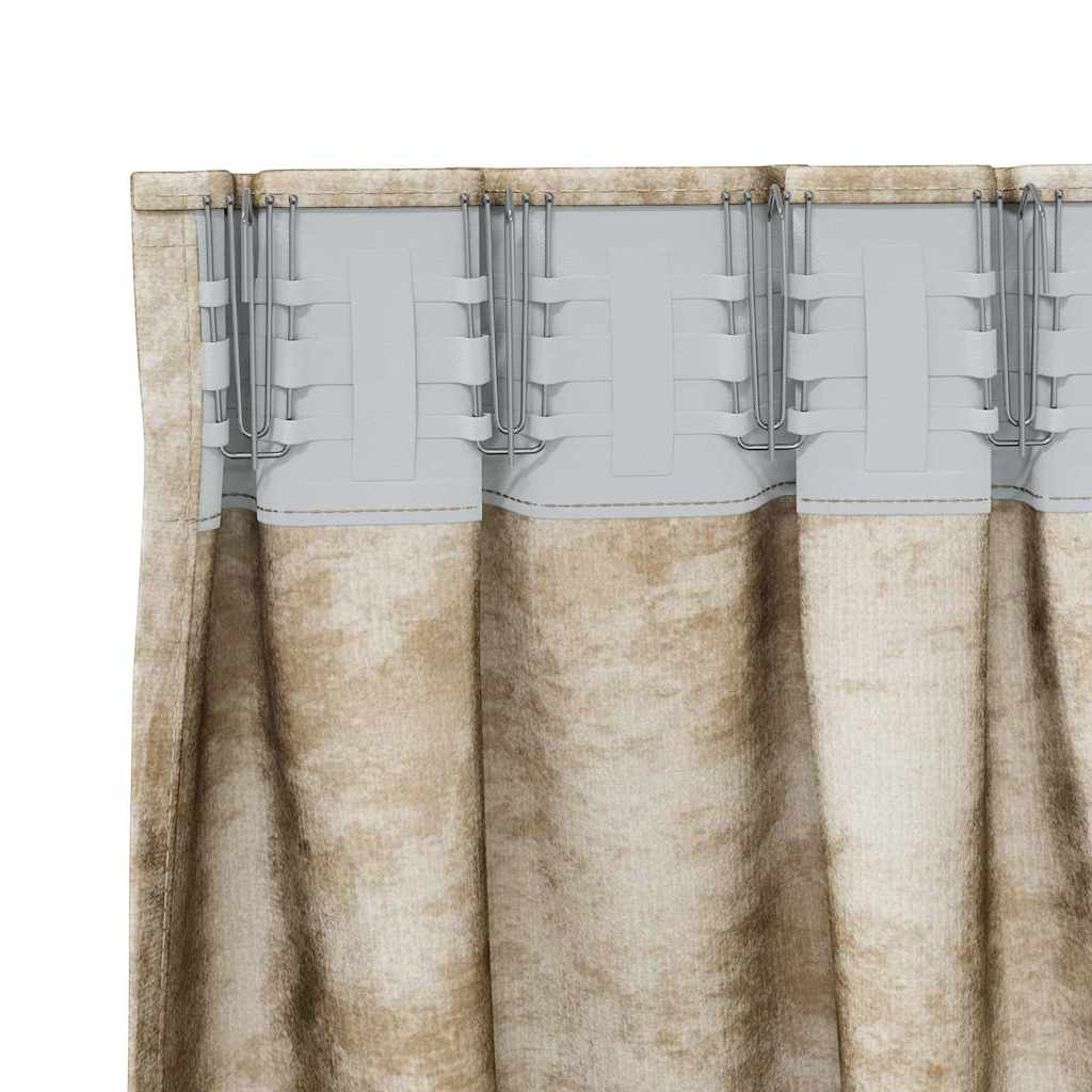 Velvet Curtains with Curtains 2 pcs Cream 175 x 140 cm Velvet