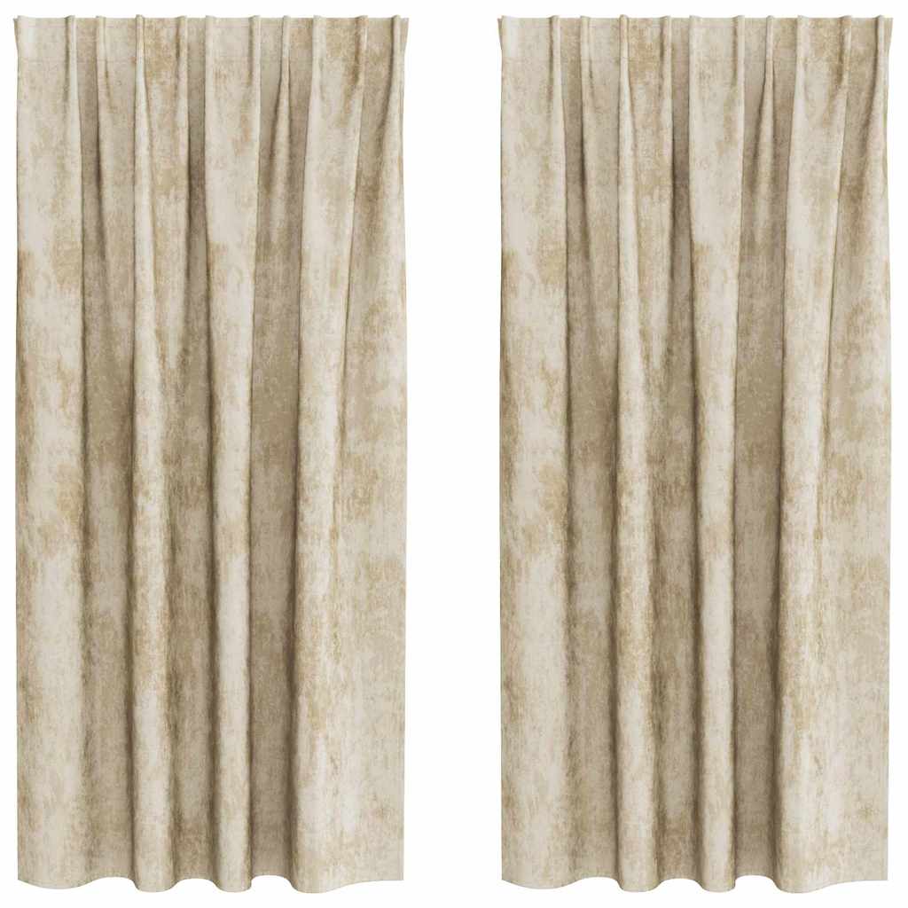 Velvet Curtains with Curtains 2 pcs Cream 175 x 140 cm Velvet