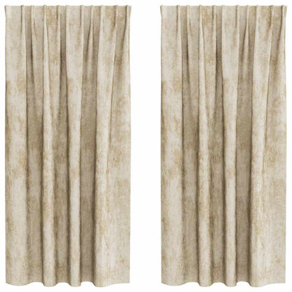 Velvet Curtains with Curtains 2 pcs Cream 175 x 140 cm Velvet