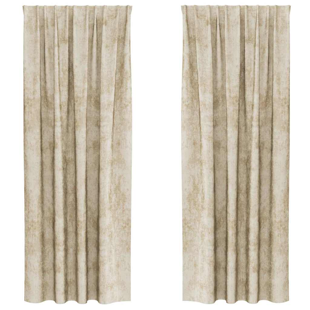 Velvet Curtains with Curtains 2 pcs Cream 225 x 140 cm Velvet