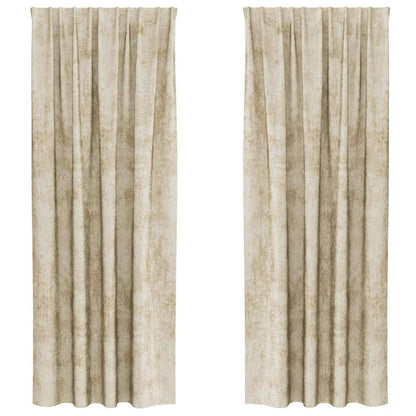 Velvet Curtains with Curtains 2 pcs Cream 245 x 140 cm Velvet