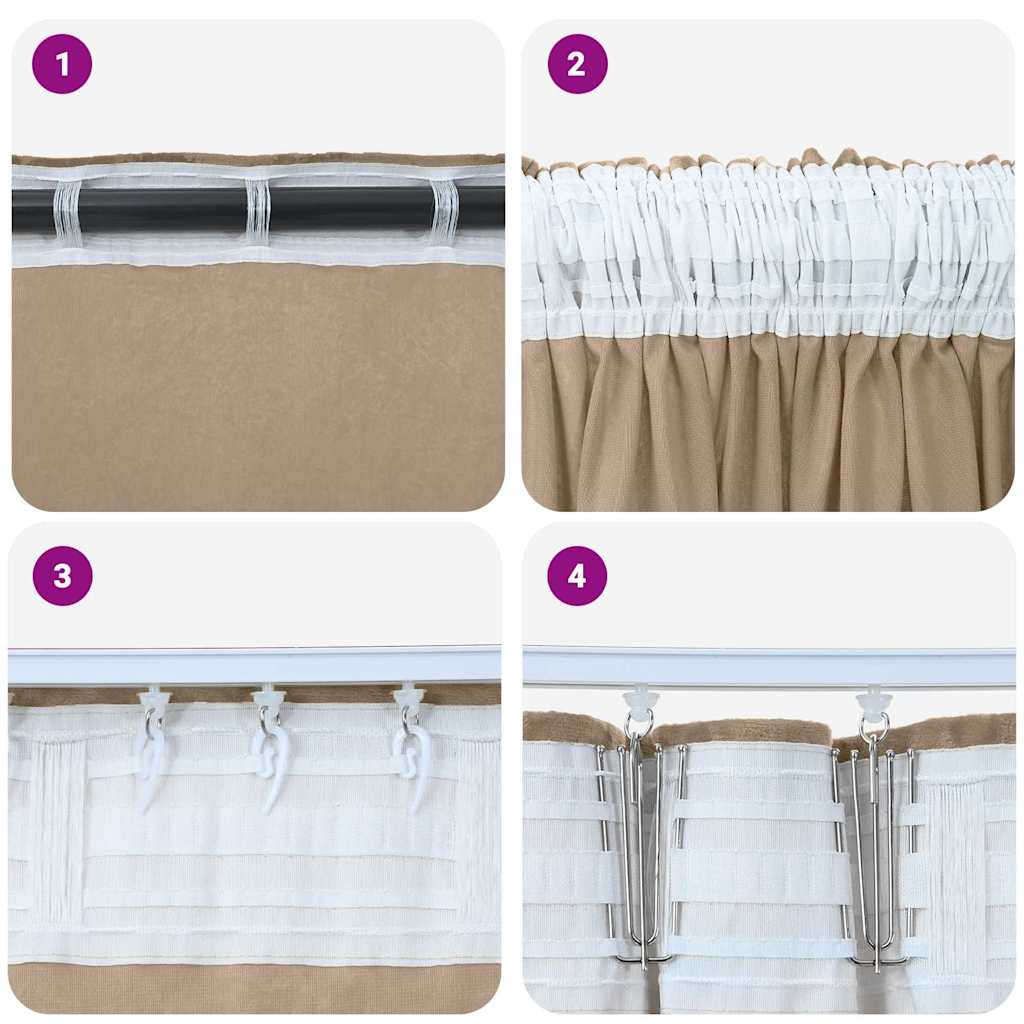 Velvet Curtains 2 pcs Champagne 140 x 140 cm Velvet