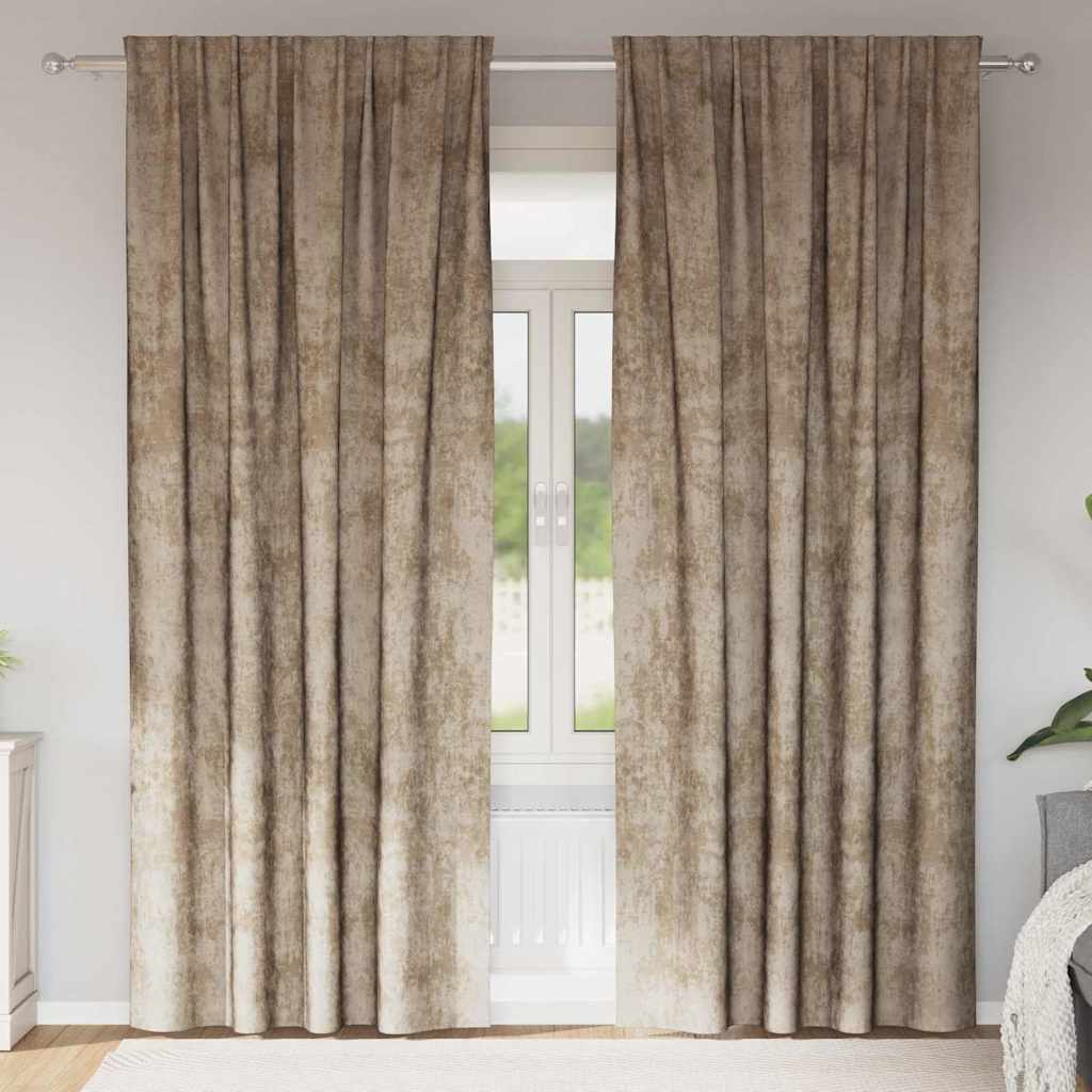 Velvet Curtains 2 pcs Champagne 260 x 140 cm Velvet