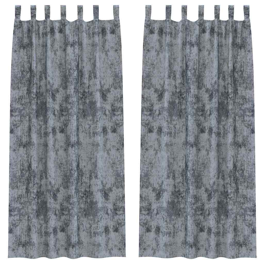 Velvet Curtains 2 pcs Silver Grey 225 x 140 cm Velvet